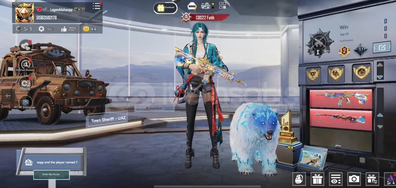 PGM576 M416 Imperial Splendor L7, Bear Pet, Golden Outfits, Maxed Boat Skin, Legendary Sets (G)